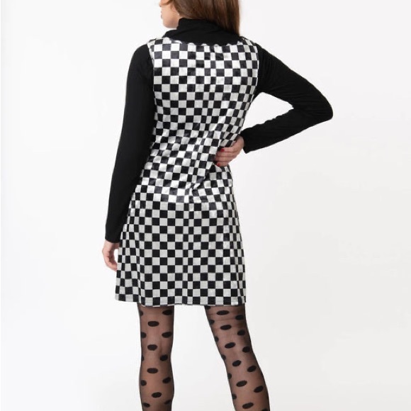 Smak Parlour Checkerboard Art Department Velvet Mini Shift Dress (DISCONTINUED) - Picture 5 of 5